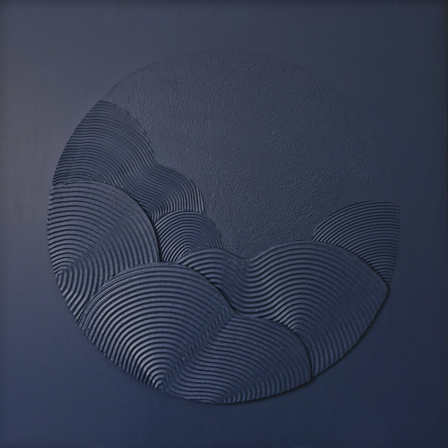 " Waves " Abstract navy high textured acrylic art Yana Sagan Original painting for sale