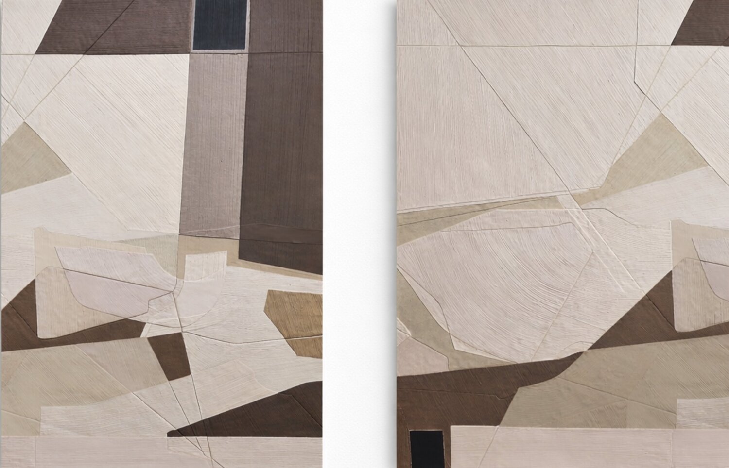 "Bella set" Abstract geometric brown beige high textured acrylic art set of 2 Yana Sagan Original painting for sale
