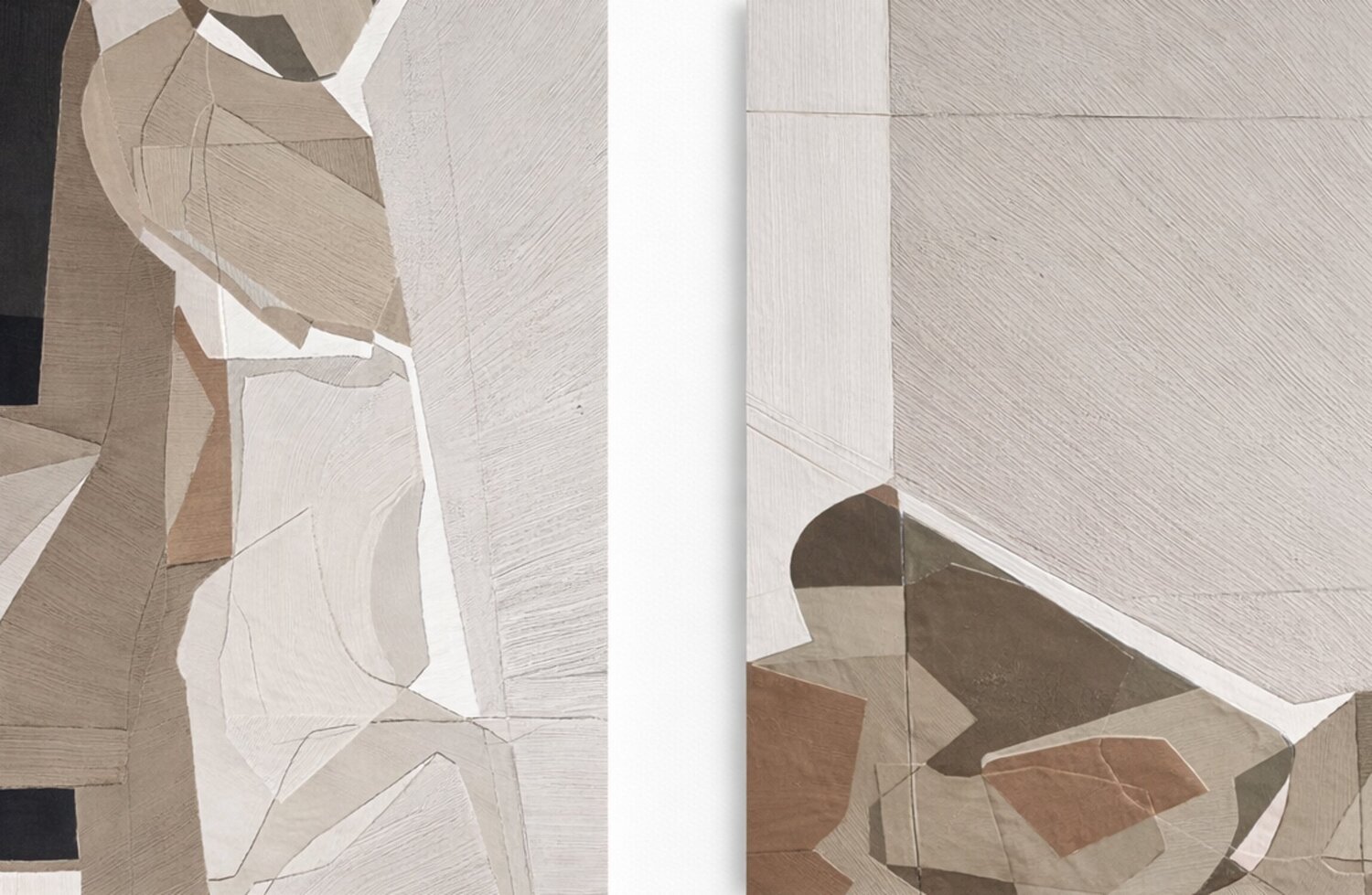 "Bella set 2" Abstract geometric brown beige high textured acrylic art set of 2 Yana Sagan Original painting for sale