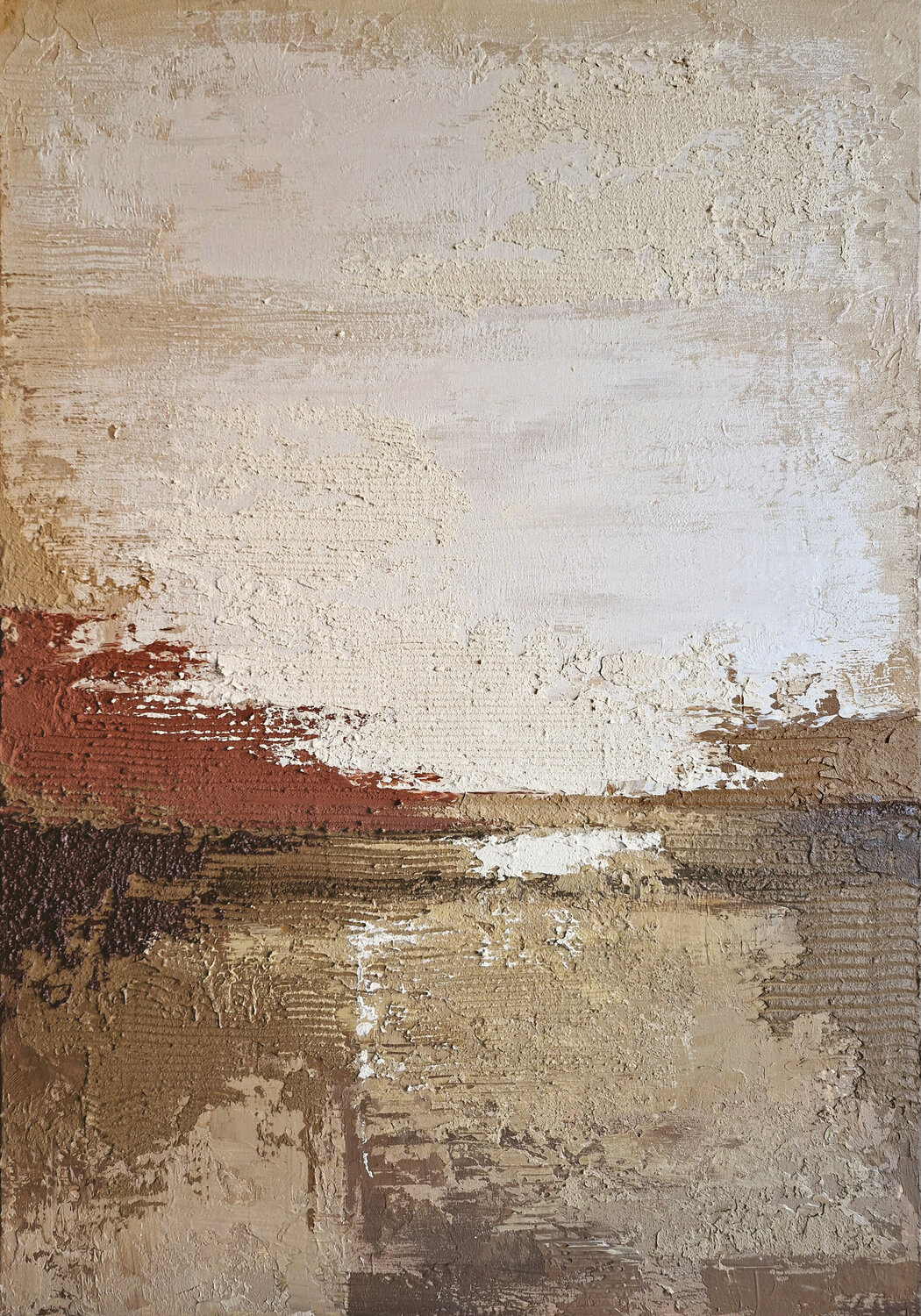 " Umber 2 " Abstract brown cream high textured acrylic art Yana Sagan Original painting for sale