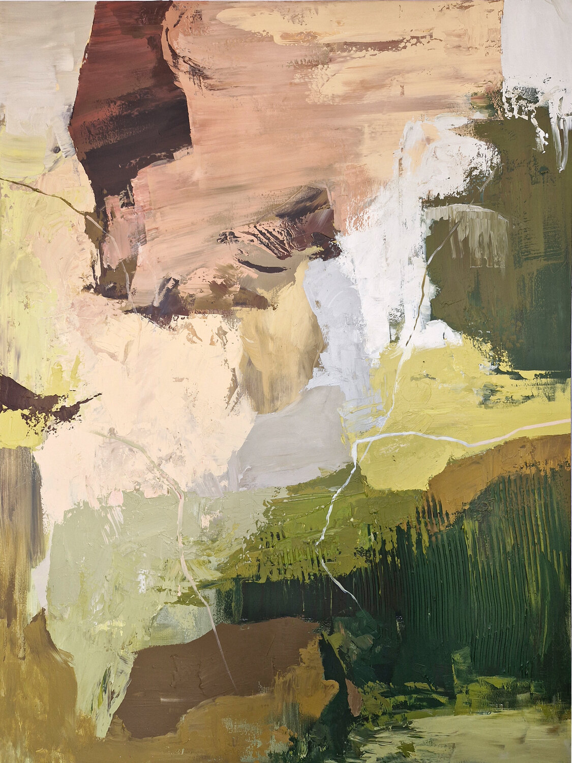 "Grace" Olive green brown abstract acrylic art Yana Sagan Original painting for sale