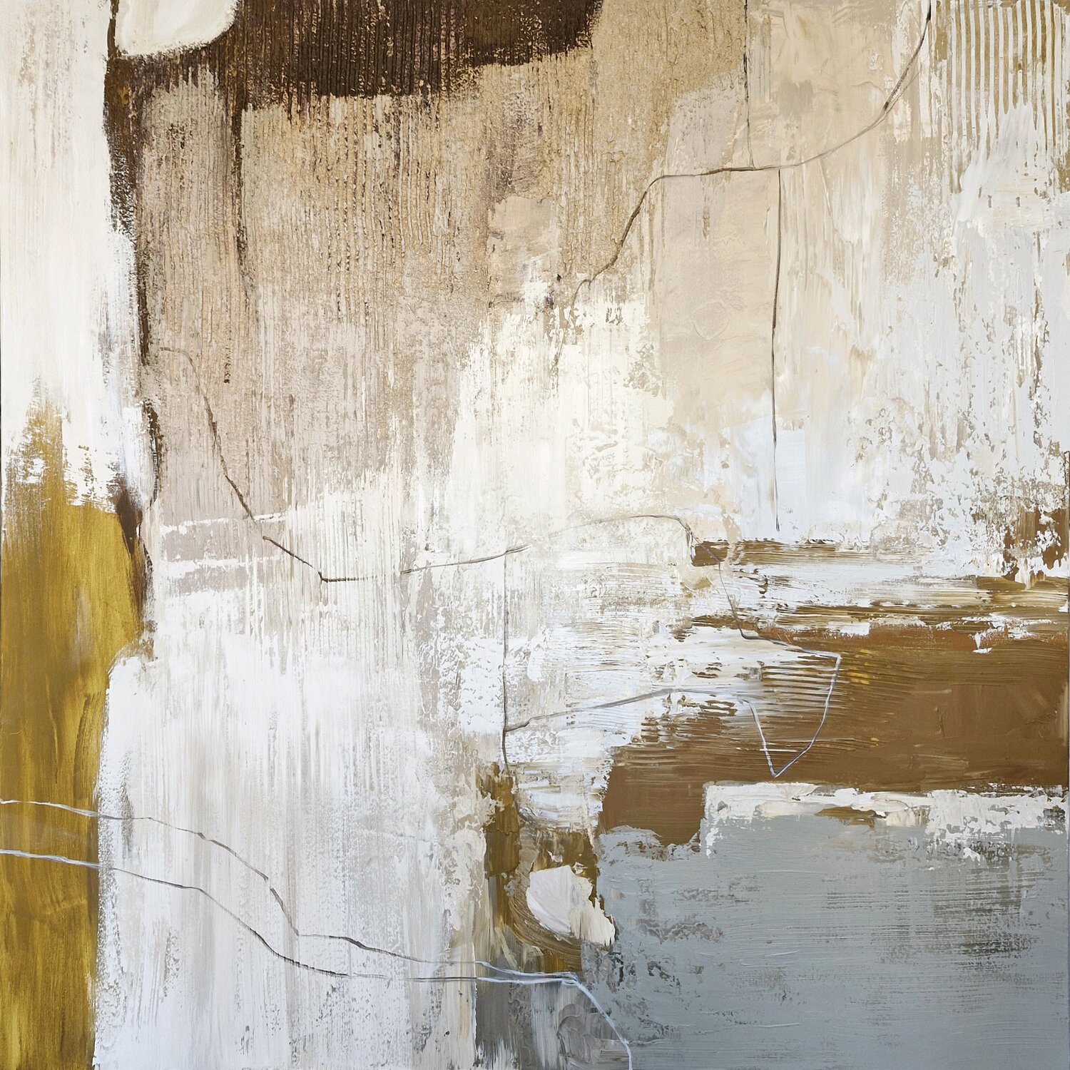 "Siera" Brown gray beige abstract acrylic art Yana Sagan Original painting for sale