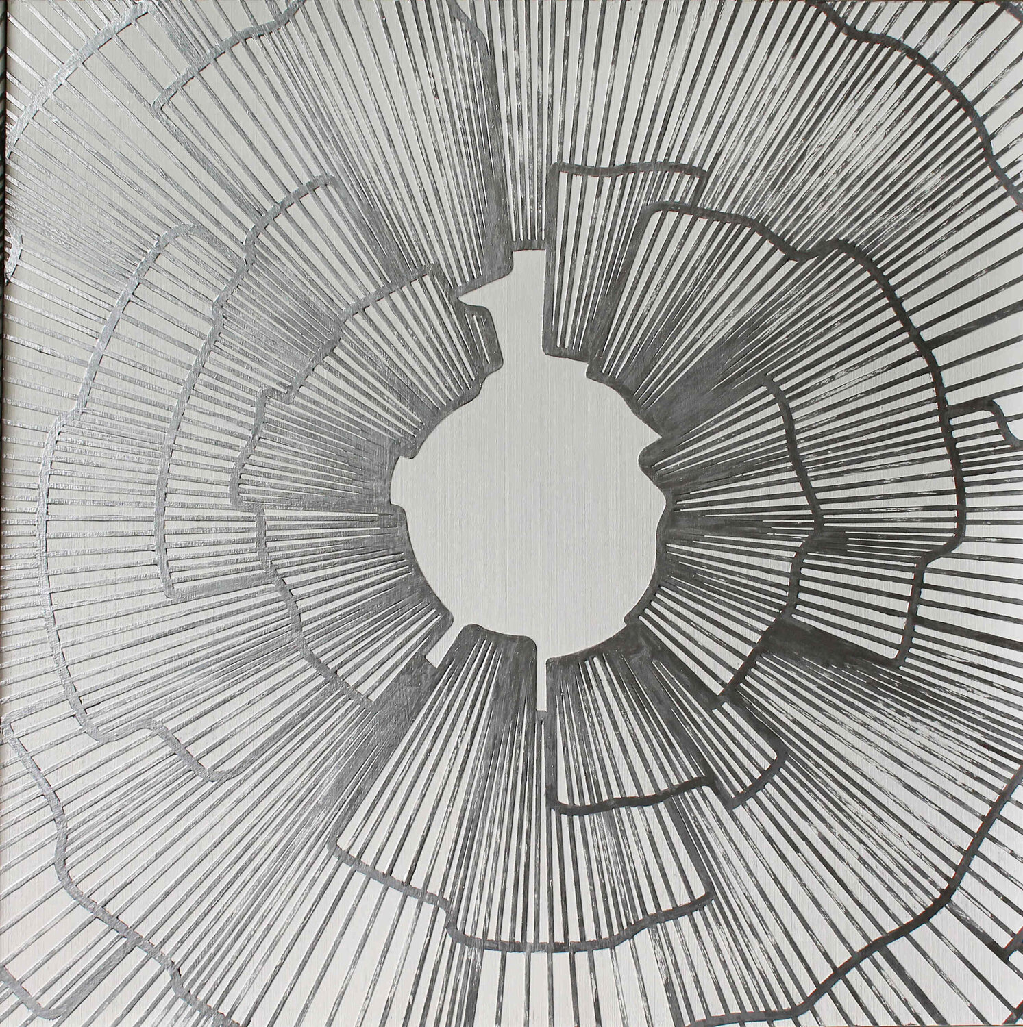 "Spark" High textured silver acrylic art Yana Sagan Original painting for sale
