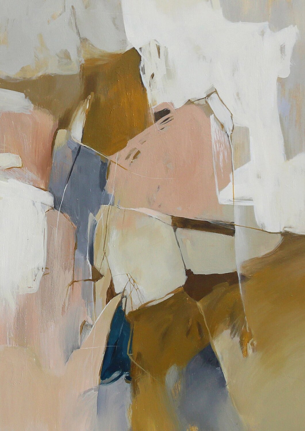 "Melody 5" Pink brown blue acrylic abstract art Yana Sagan Original painting for sale