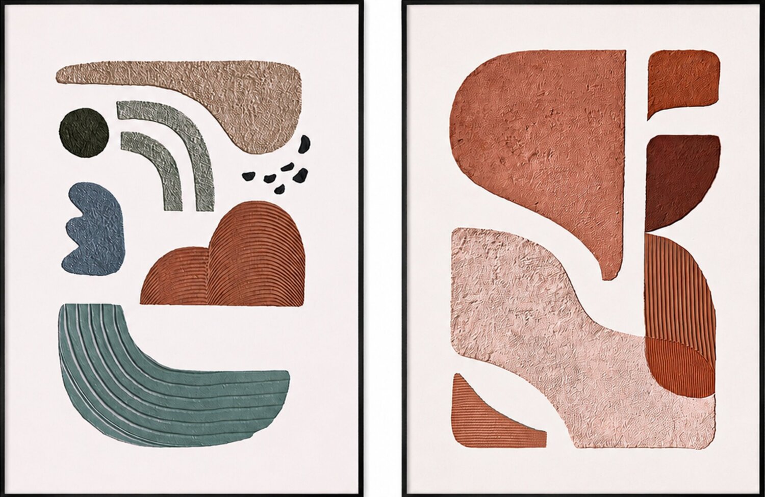 "Red Bay Set" Terracotta pink abstract acrylic high textured set of 2 Yana Sagan Original painting for sale