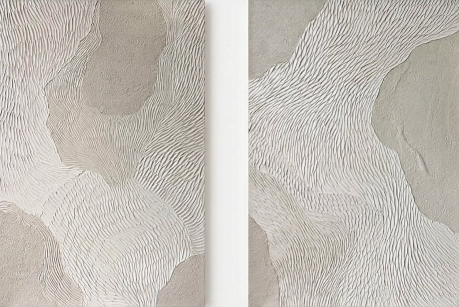 "Fluency Set 2" Abstract beige acrylic high textured set of 2 Yana Sagan Original painting for sale