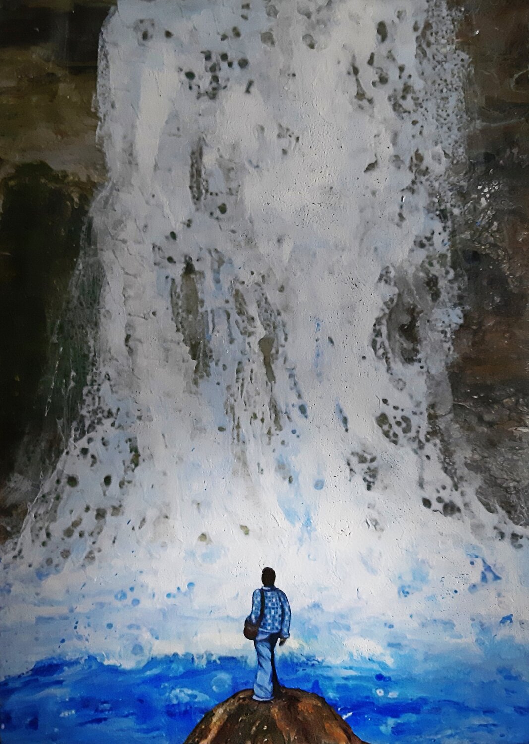 Waterfall (A. Eisenstaedt photo ispiration) Maria Elena Di Lascio Original painting for sale