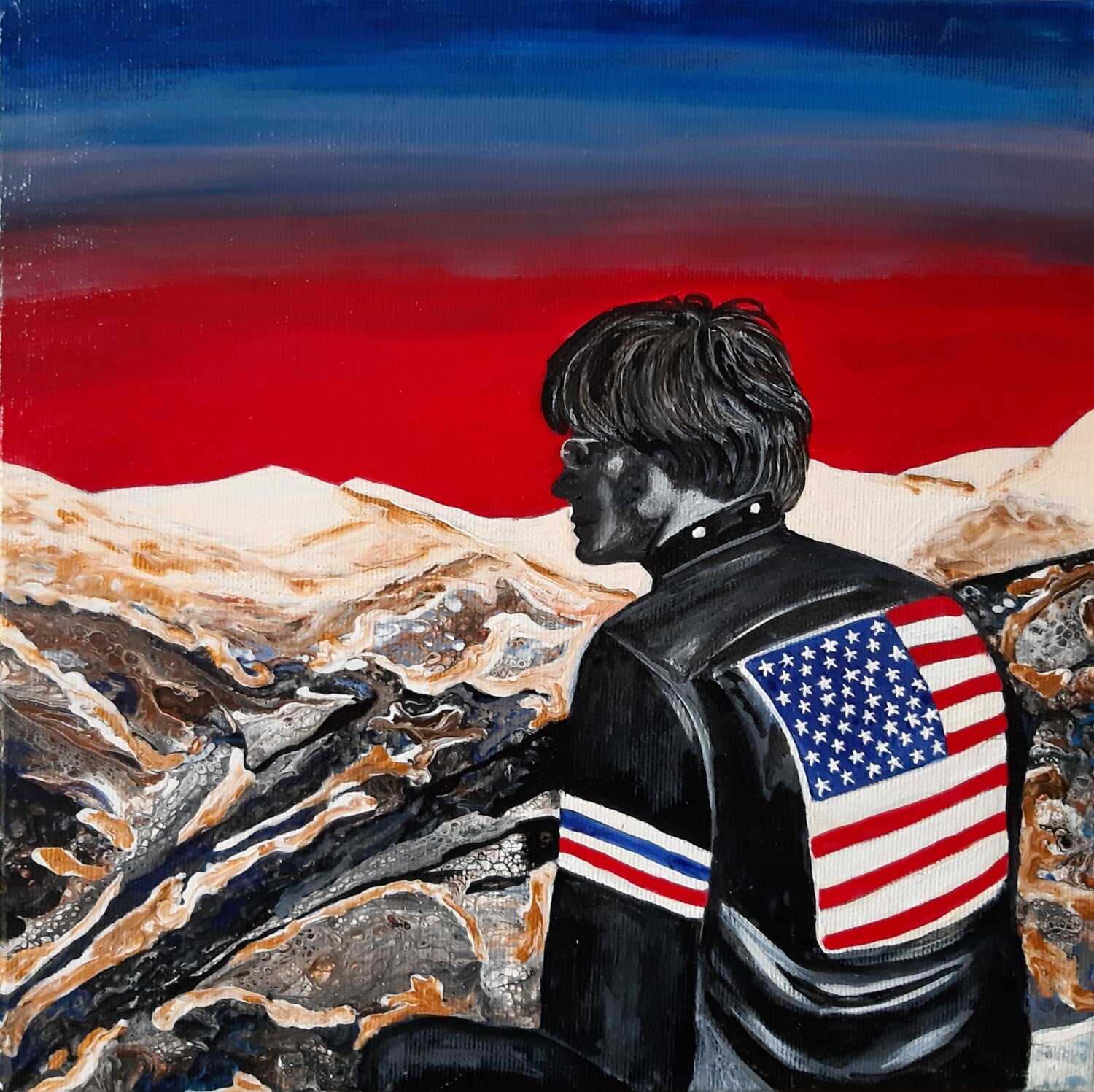 Capitan America - Easy Rider Maria Elena Di Lascio Original painting for sale