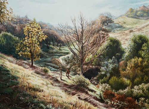 Autumn Path by Marie Pascal, Drawing for Sale on Select