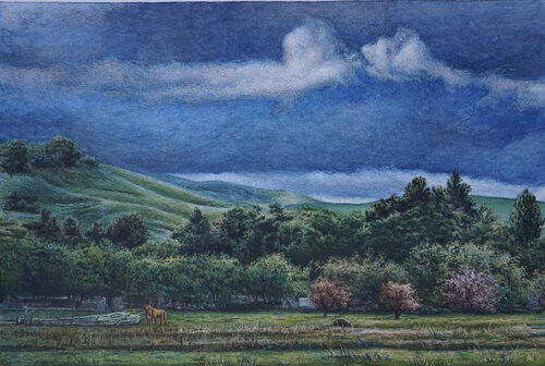 Green Hills by Marie Pascal, Drawing for Sale on Select