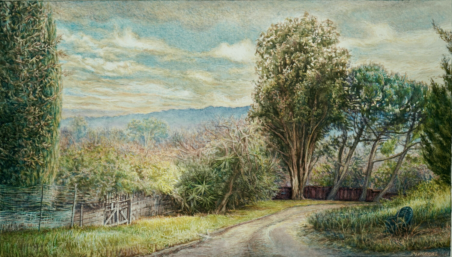 On the edge of the path Marie Pascal Drawing for sale