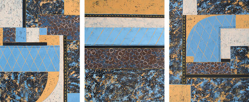 XO Hugs and Kisses Triptych by Nancy Eckels, Painting for Sale on Select