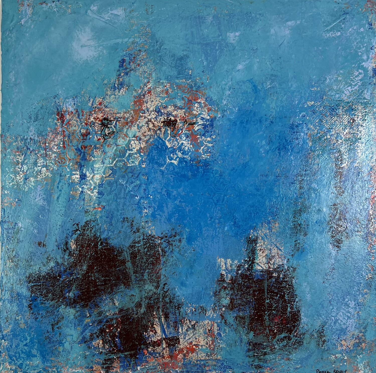 Entre bleu et rouille Florence RENOUX Originalgemälde zu verkaufen