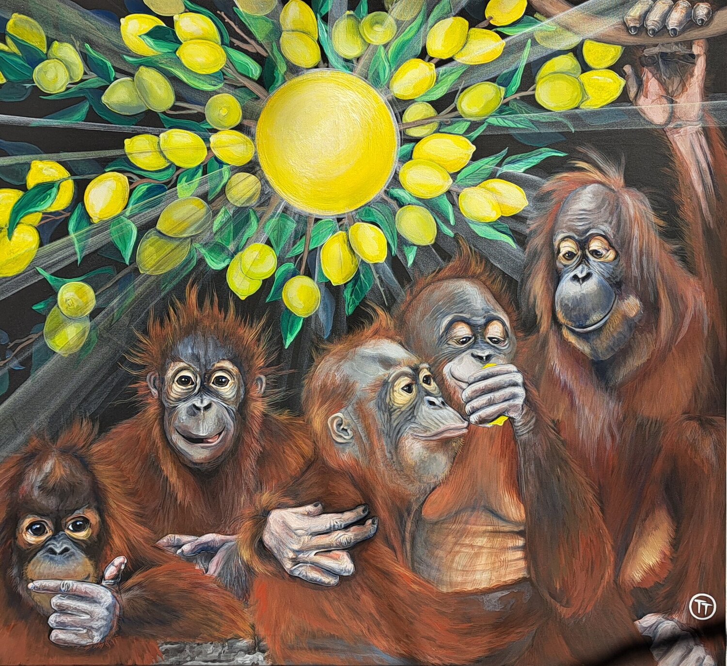 "Happiness is in a lemon" Tornado Twins Original painting for sale