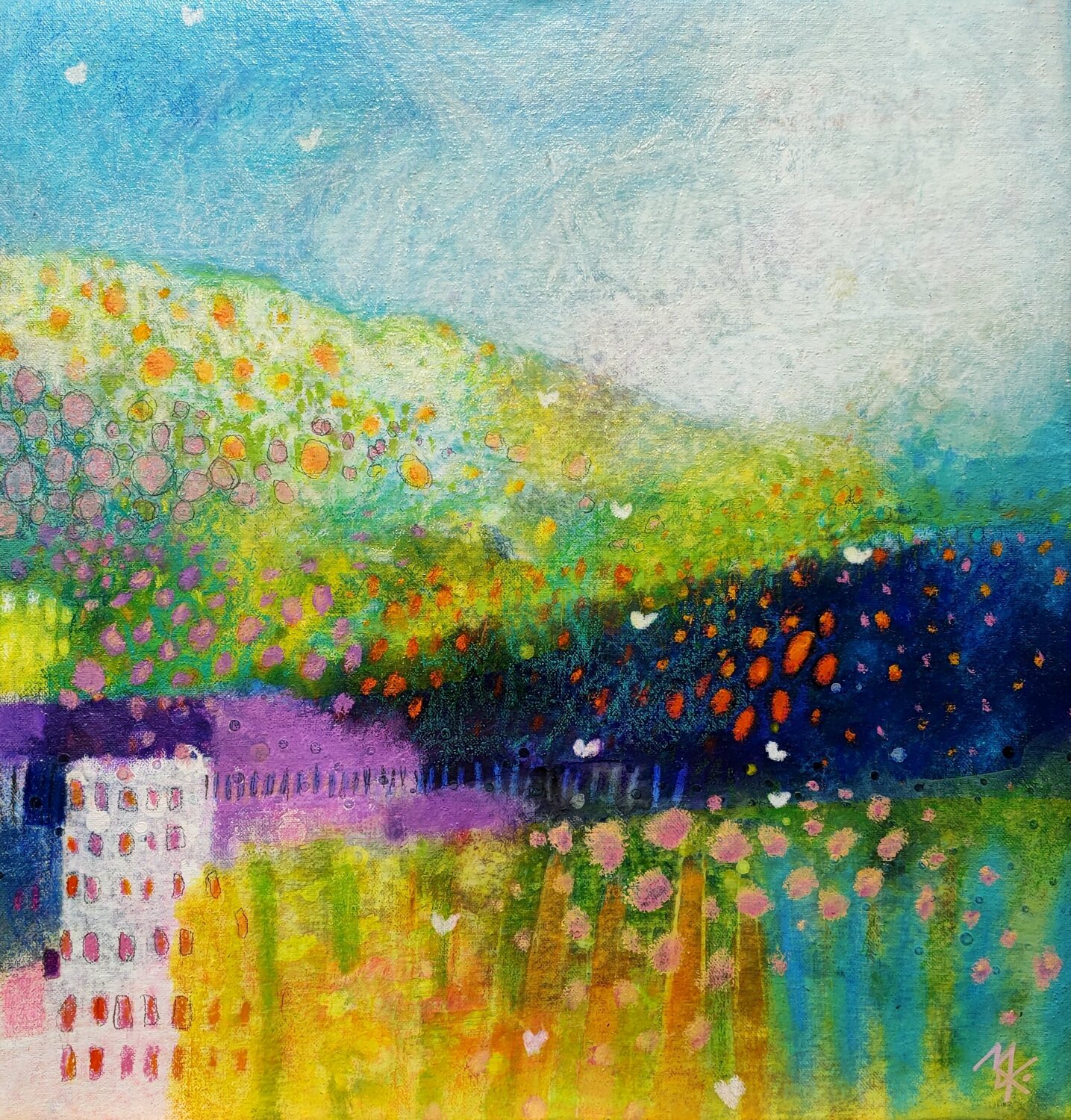 Collina fuori Citta - Hill out of the City Krisztina Megyeri Original painting for sale
