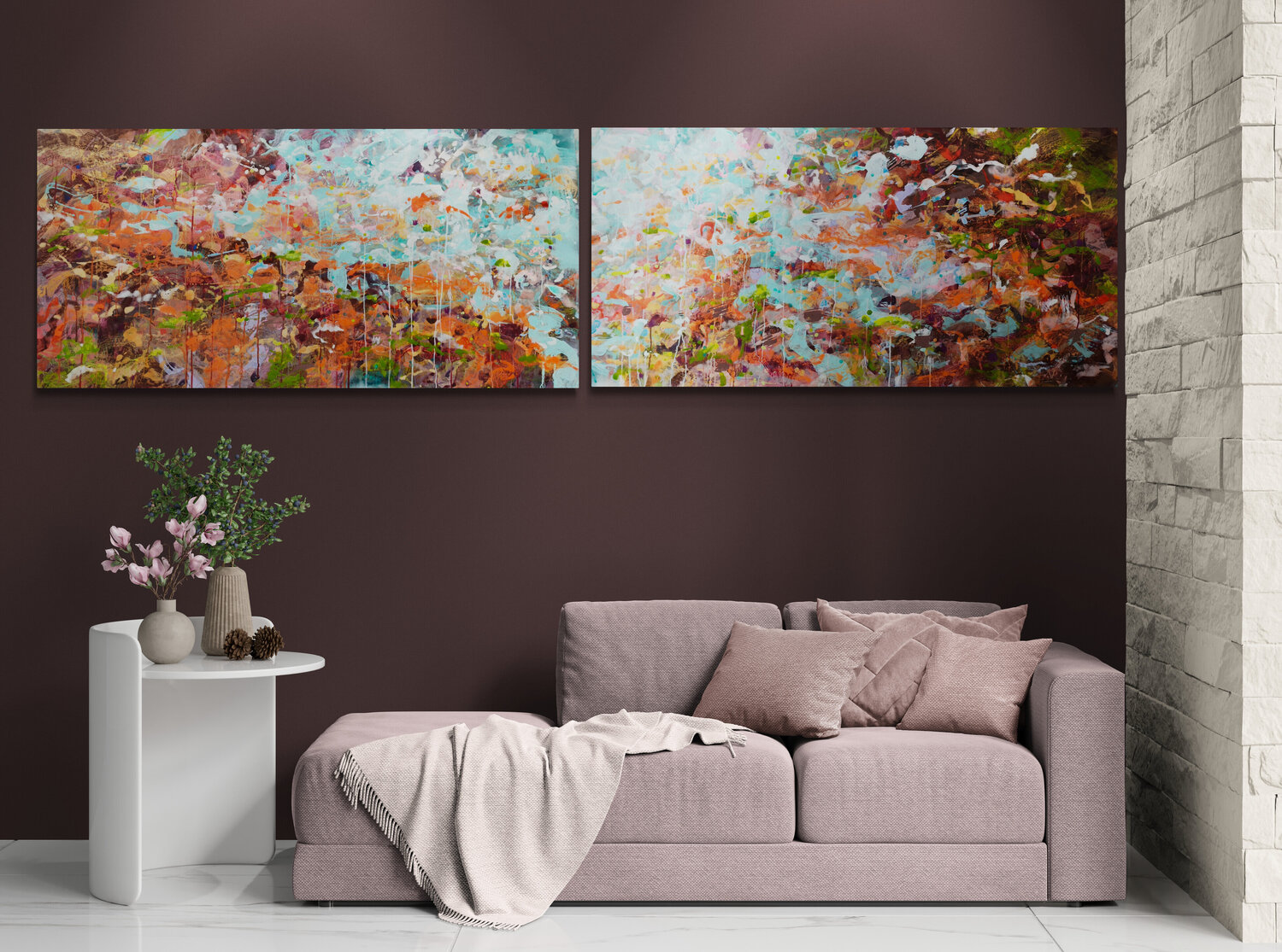 Il Giardino di Ophelia - Diptych Krisztina Megyeri Original painting for sale