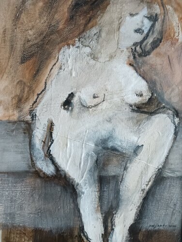 Naked on Bed by rob Jacobs, Painting for Sale on Select