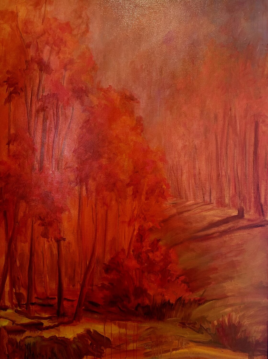 Red Glow, Spring Grove, Cincinnati, Ohio Deirdre Dyson Original painting for sale