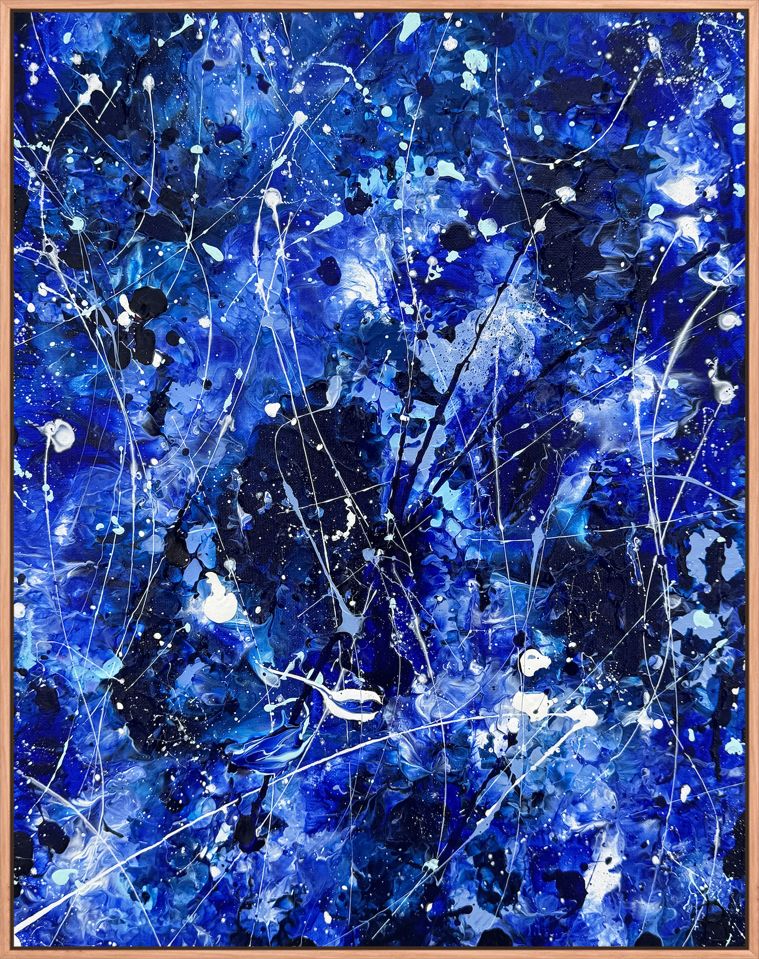 Deep Blue II - Original Abstract Acrylic in Custom Tasmanian Oak Frame