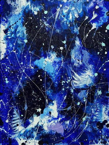 Ethereal Blue II - Abstract Expressionism Original Ocean Painting Tasmanian Oak Frame by Bridget Bradley, Painting for Sale on Select