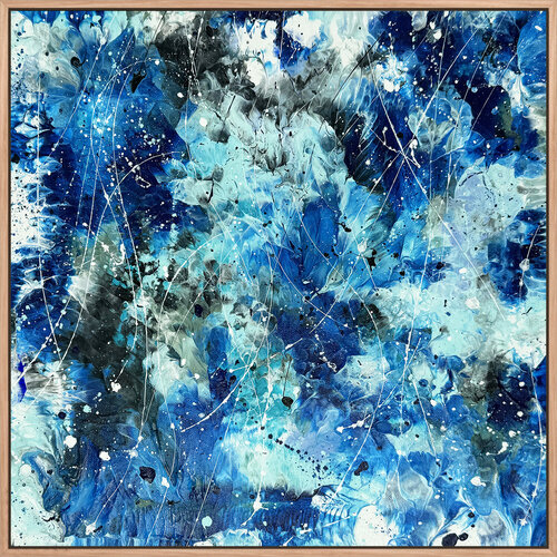 Azure Waters I - Abstract Expressionism Original Ocean Framed Painting by Bridget Bradley, Painting for Sale on Select