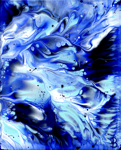OCEAN WINGS II - Museum Quality Abstract: Silver Leaf on Deep Gallery Wrap by Bridget Bradley, Painting for Sale on Select