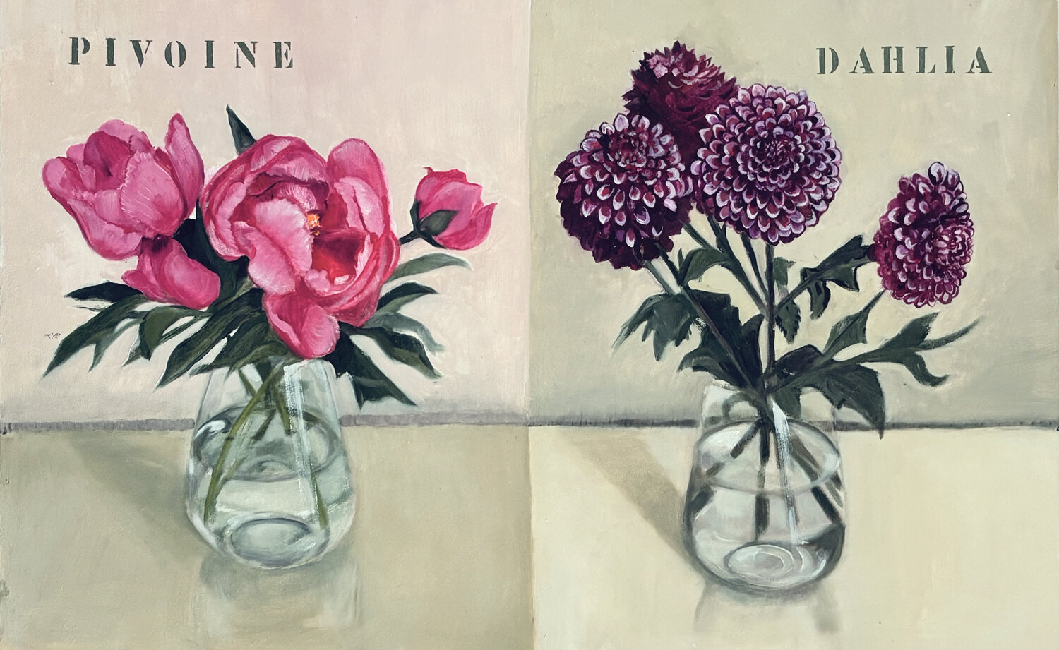 Pivoine/Dahlia Diana Howard Original painting for sale