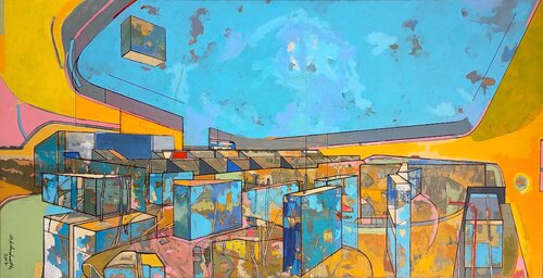 PDT 2/2017 Apartamentos y mar Mediterráneo by IGNACIO KLINDWORTH, Painting for Sale on Select