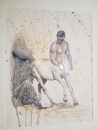 Zentaur zwischen den Welten by Gudrun Dapont, Drawing for Sale on Select