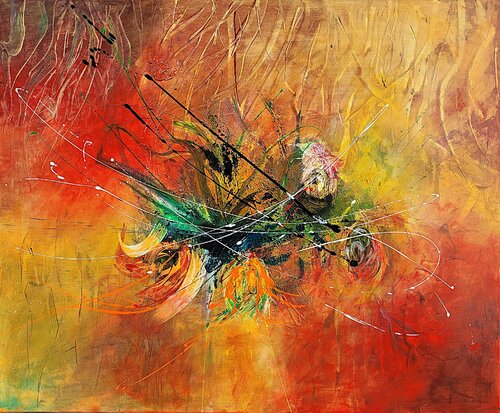 Bloom on Fire by Gudrun Dapont, Painting for Sale on Select