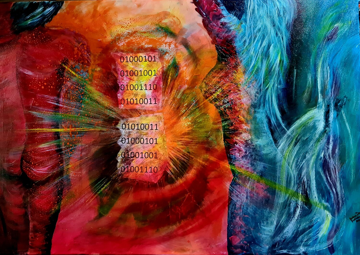 Zeugung der Digitalen Schöpfung Gudrun Dapont Original painting for sale