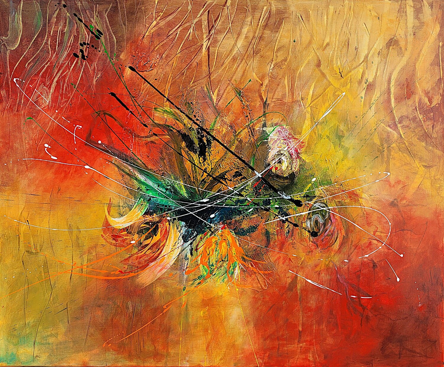 Bloom on Fire Gudrun Dapont Original painting for sale