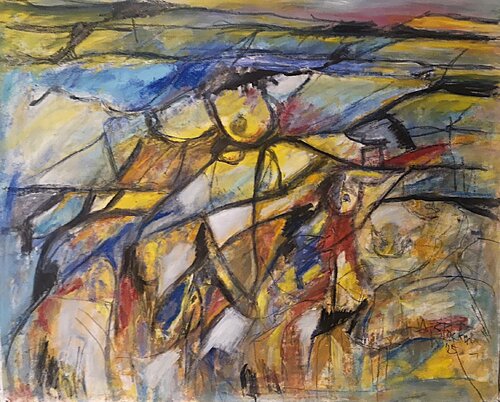 Woman in landscape by Wolfgang Stocker, Painting for Sale on Select