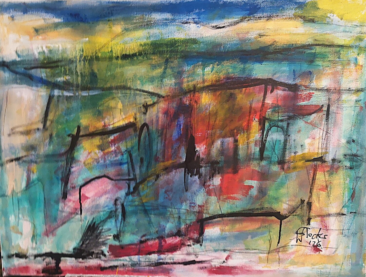 landscape ten Wolfgang Stocker Original painting for sale