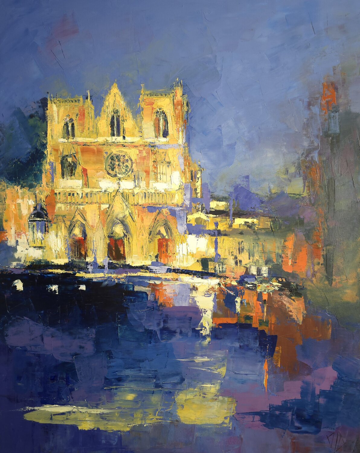 Cathédrale Saint Jean - Lyon Clarisse Daurat Original painting for sale