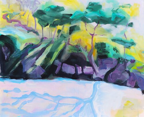 Landschaft bei Nerja. Phtalo Lila Blau by Hedwig Oeldig, Painting for Sale on Select