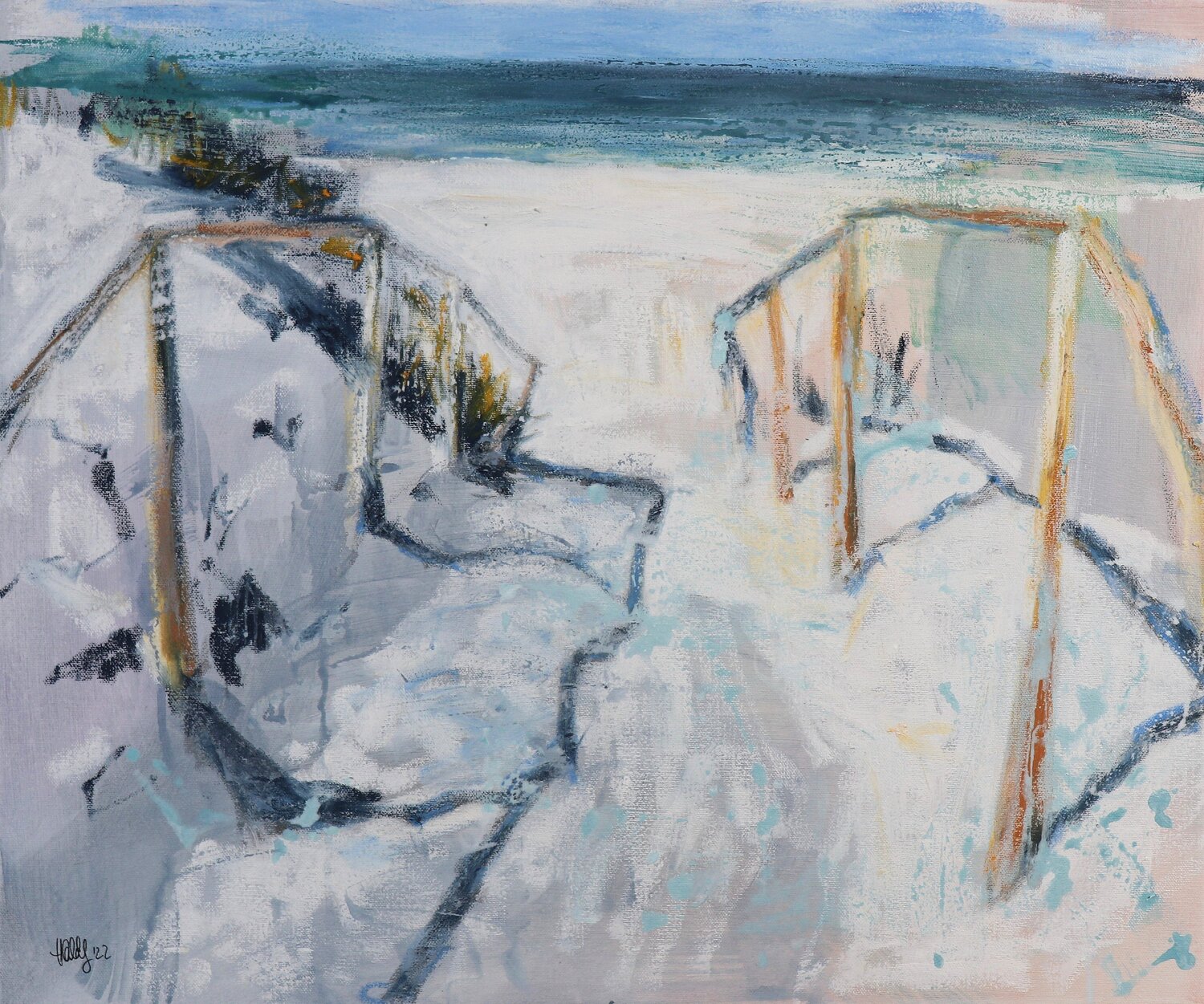 Ostsee 6. Strandaufgang Hedwig Oeldig Original painting for sale