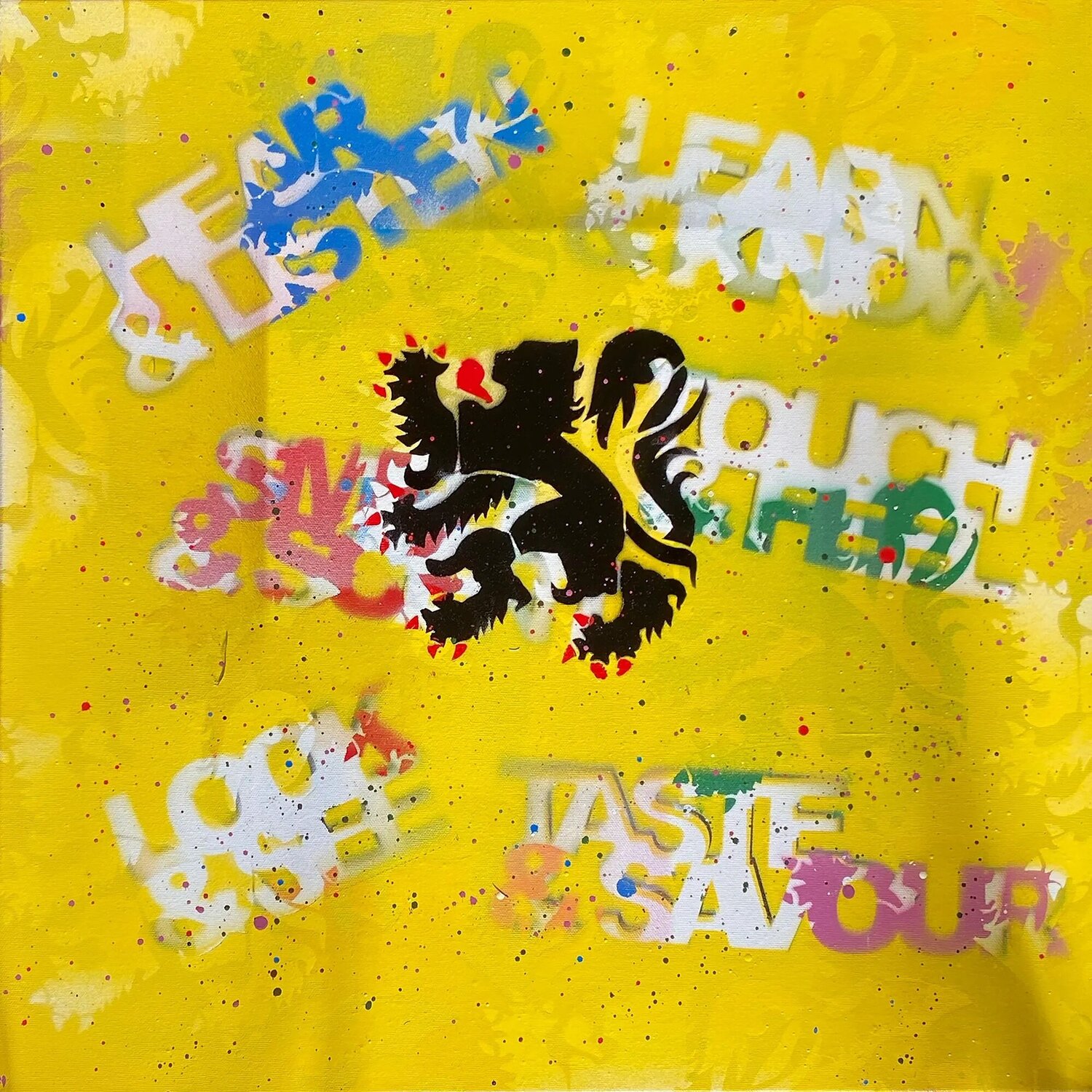 Senses Graffiti Flemish Lion Steit Slings Original painting for sale