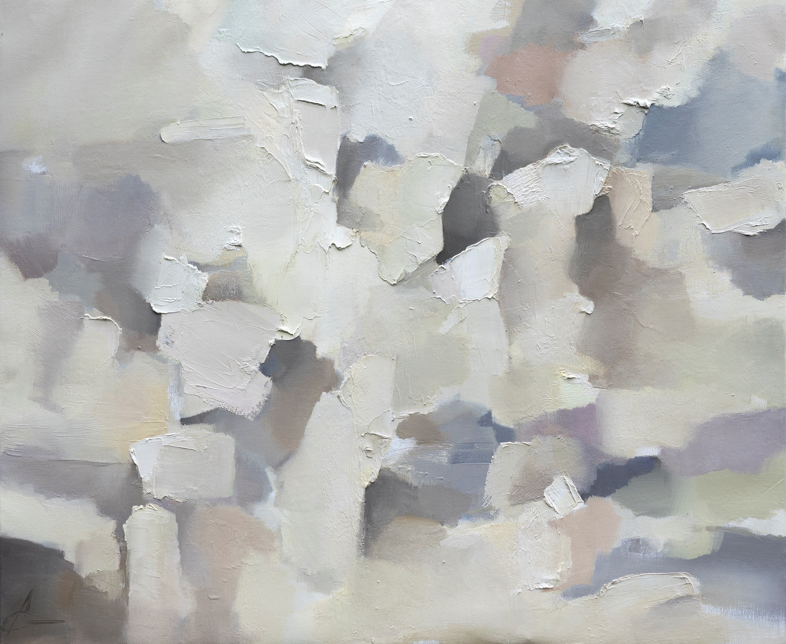 MOMENT 0/White abstract oil painting