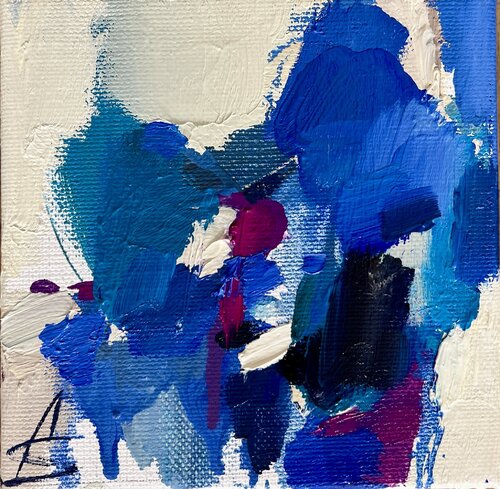 FREE MINUTES 2/Blue abstract oil painting by Ana Saut, Painting for Sale on Select