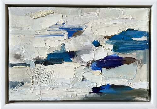 Open Book-Closed Book/Blue-White abstract oil painting by Ana Saut, Painting for Sale on Select