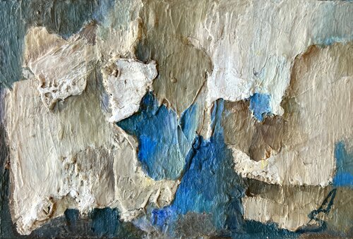 Catch the Moment 15/Blue abstraction oil painting by Ana Saut, Painting for Sale on Select