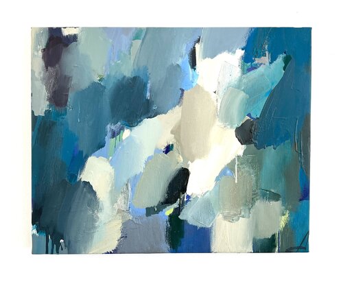 IMAGINATION/Blue abstract oil painting by Ana Saut, Painting for Sale on Select