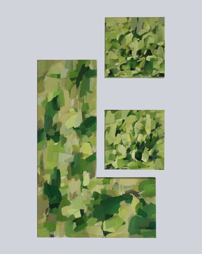 MODULAR MEMORY /GREEN Triptych Abstract oil paintings by Ana Saut, Painting for Sale on Select