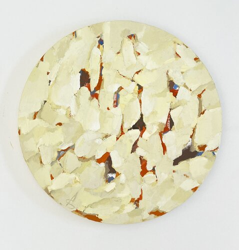 INFINITY\ White round oil painting by Ana Saut, Painting for Sale on Select