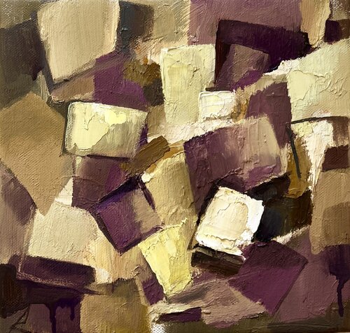 Violet Squares/Abstract oil painting by Ana Saut, Painting for Sale on Select