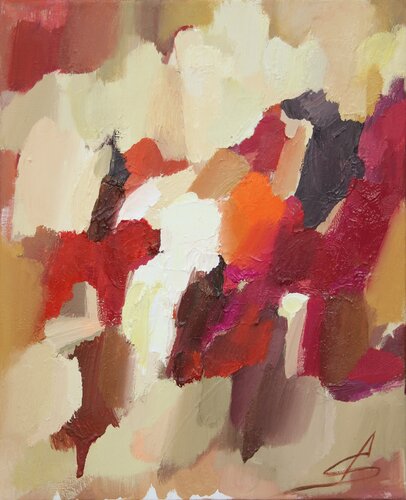 MOMENT 1/Orange abstract oil painting by Ana Saut, Painting for Sale on Select