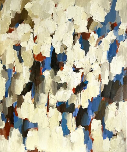 ANTICIPATION /Abstract white oil painting by Ana Saut, Painting for Sale on Select