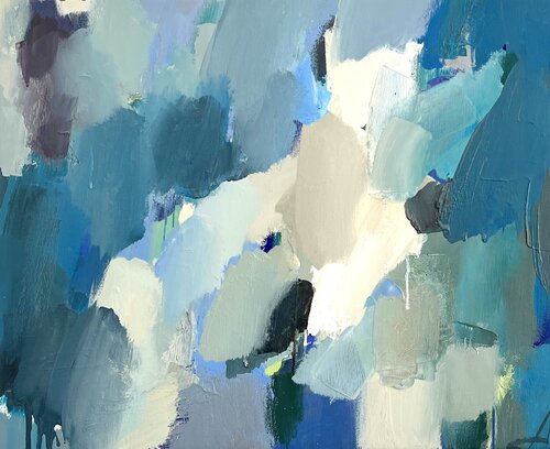 IMAGINATION/Blue abstract oil painting by Ana Saut, Painting for Sale on Select