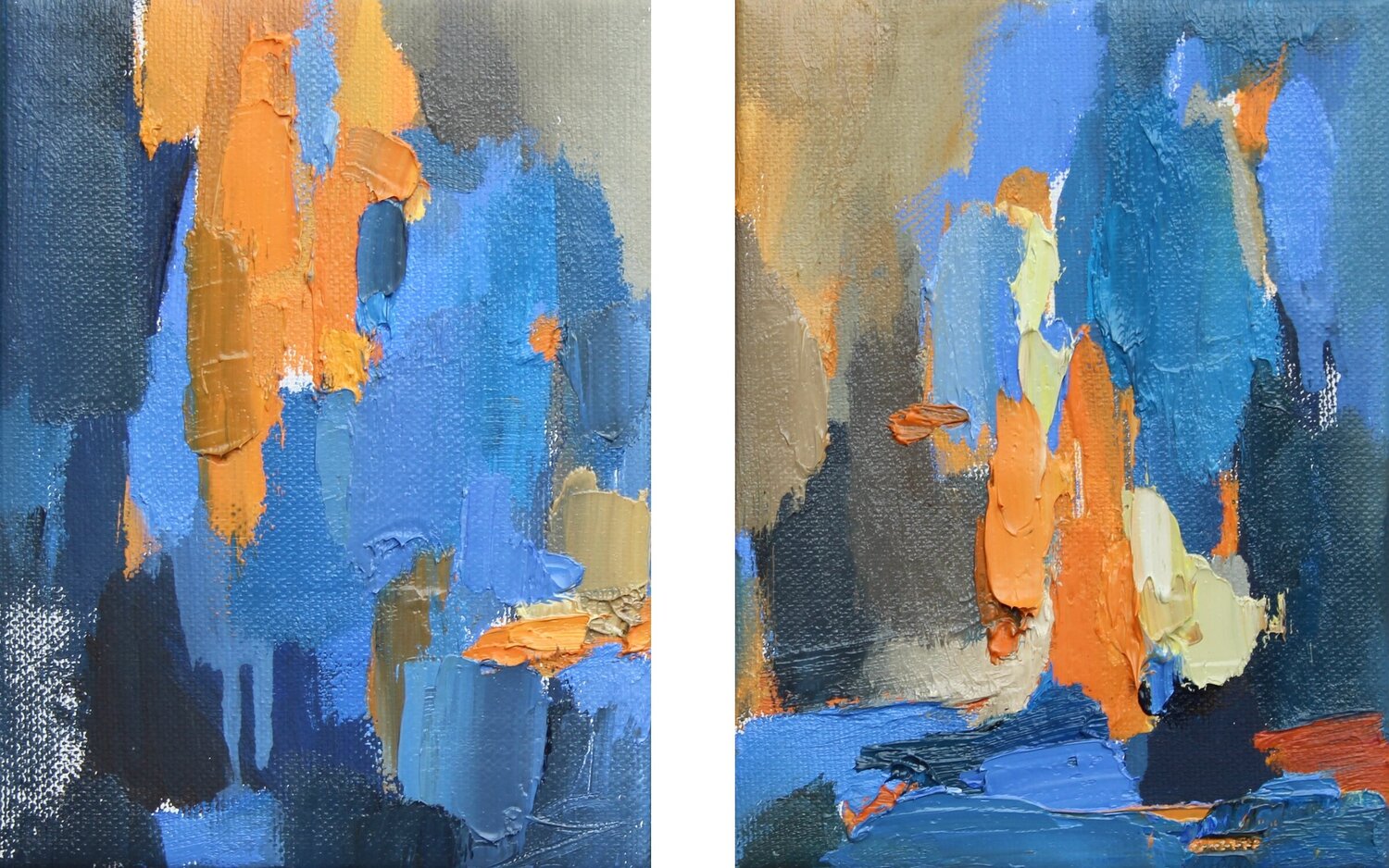 WARM-COLD/ Diptych, oil abstract painting Ana Saut Original painting for sale